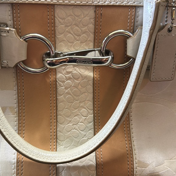 Coach Hampton Beige And Tan Canvas Logo‎ And Leather Accents And Trim Satchel. - Picture 12 of 12